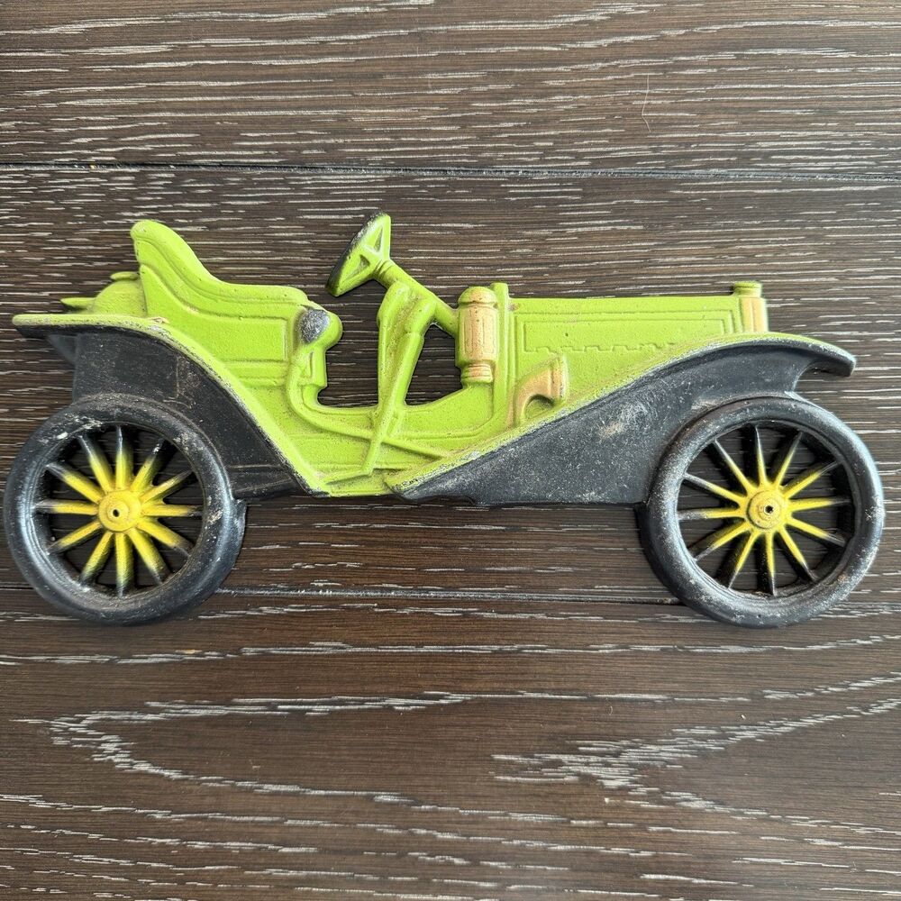 Vintage 1909 Hupmobile Car Hand Cast Aluminum Wall Art By Midwest Products Green